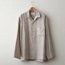 MARKAWAREbHEMP SHIRTING OPEN COLLAR SHIRT L/S #TAUPE [A24A-16SH01C]