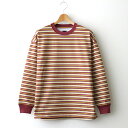 DAIWA PIER39bW's TECH DRAWSTRING MULTI BORDER L/S TEE #BURGUNDY / MUSTARD [BE-34024L]