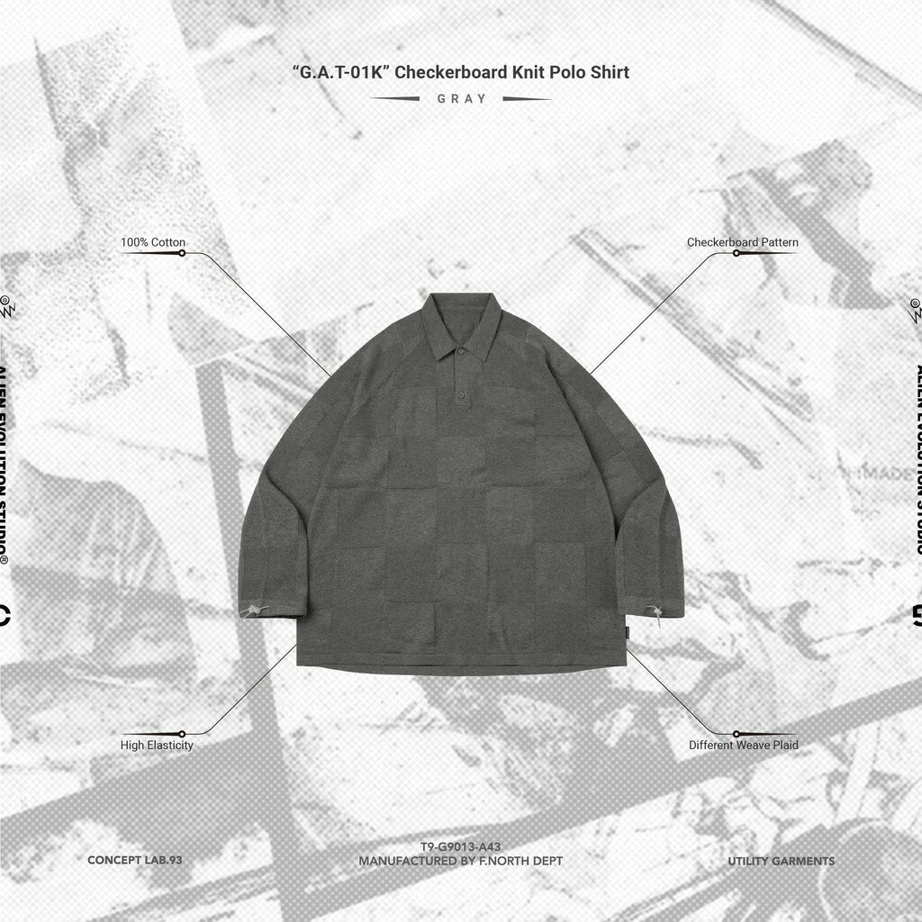 Rakuten - GOOPiMADE｜AES | 「G.A.T-01K」 Checkerboard Knit Polo Shirt #GRAY [GOOPI-24AW-SEP-03]
