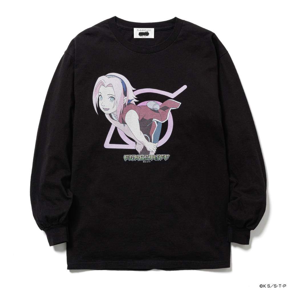 F-LAGSTUF-F｜NARUTO | 「SAKURA」 L/S TEE #BLACK [25SS-FSxNARUTO-03 / FS1697]