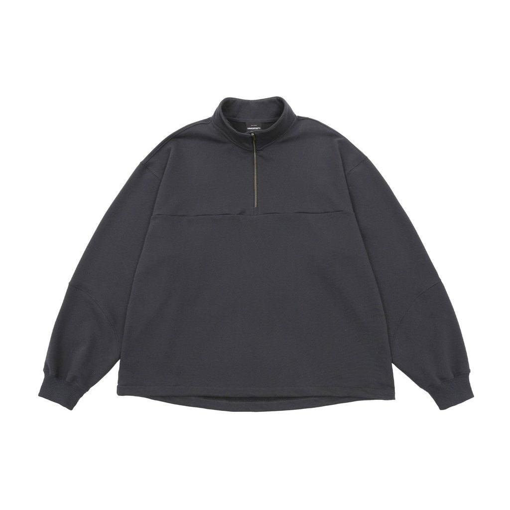 Rakuten - HAVEOFFDUTY｜BIO WASHED EASY HALF ZIP SWEAT SHIRTS #ASH CHARCOAL [HOD25AWSWEHZSS]