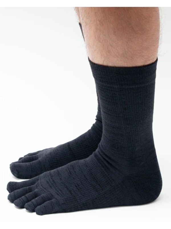 YUBI SOCKS ユビソックス｜Toe Socks Crew Axio Wool #Black [YUB233-032025-BLK] ...