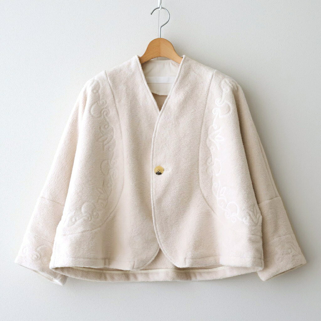 the last flower of the afternoon｜幻の花 Embroidery cocoon jacket #milk [TLF-126-jk001-nc]