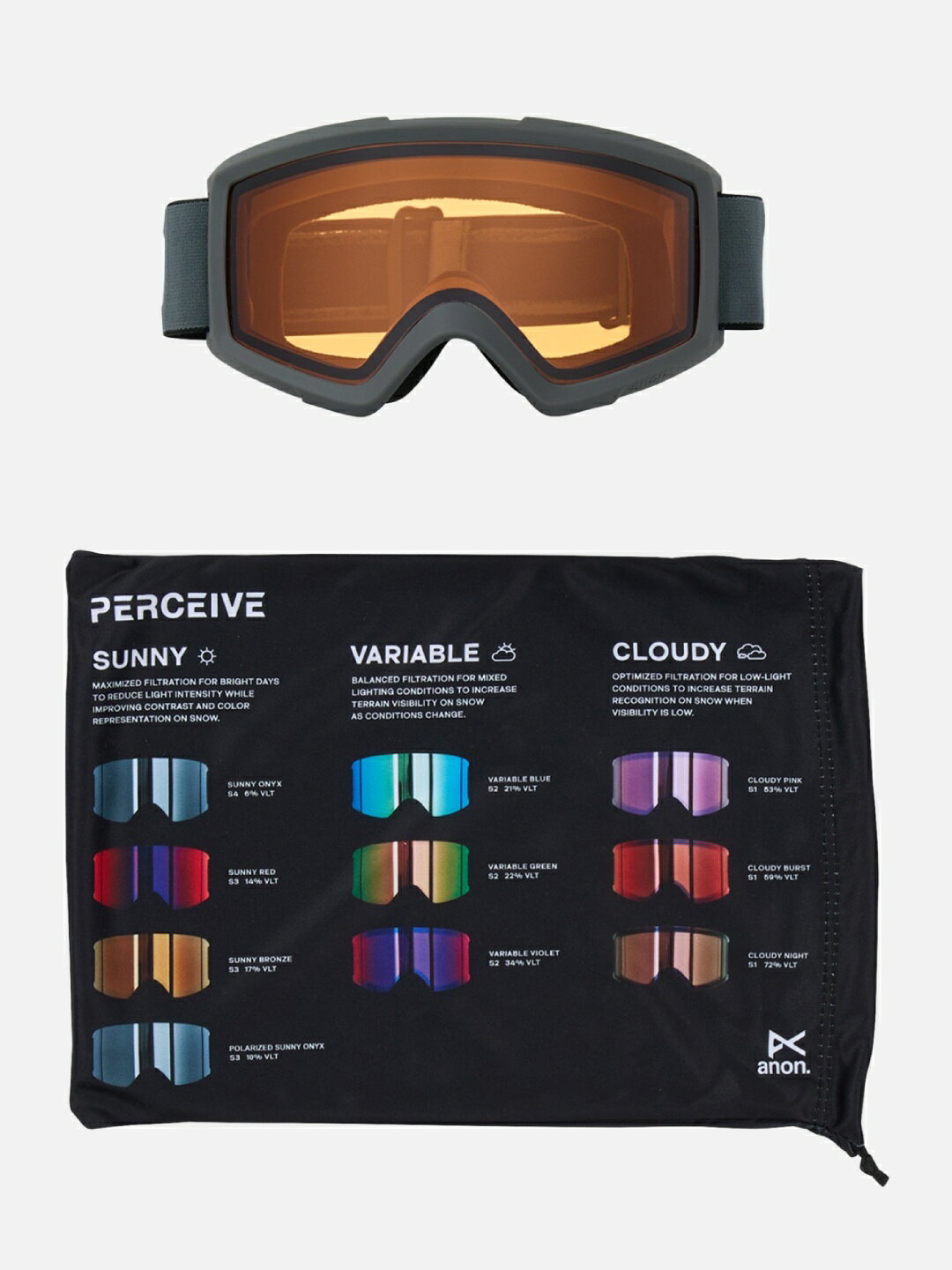 ANON アノン｜25/26モデル Helix 2.0 Goggles Non-Mirror #STEALTH/AMBER [185291] ヘリックス2.0 ローブリッジフィット ゴーグル（ノンミラー）【W_20】
