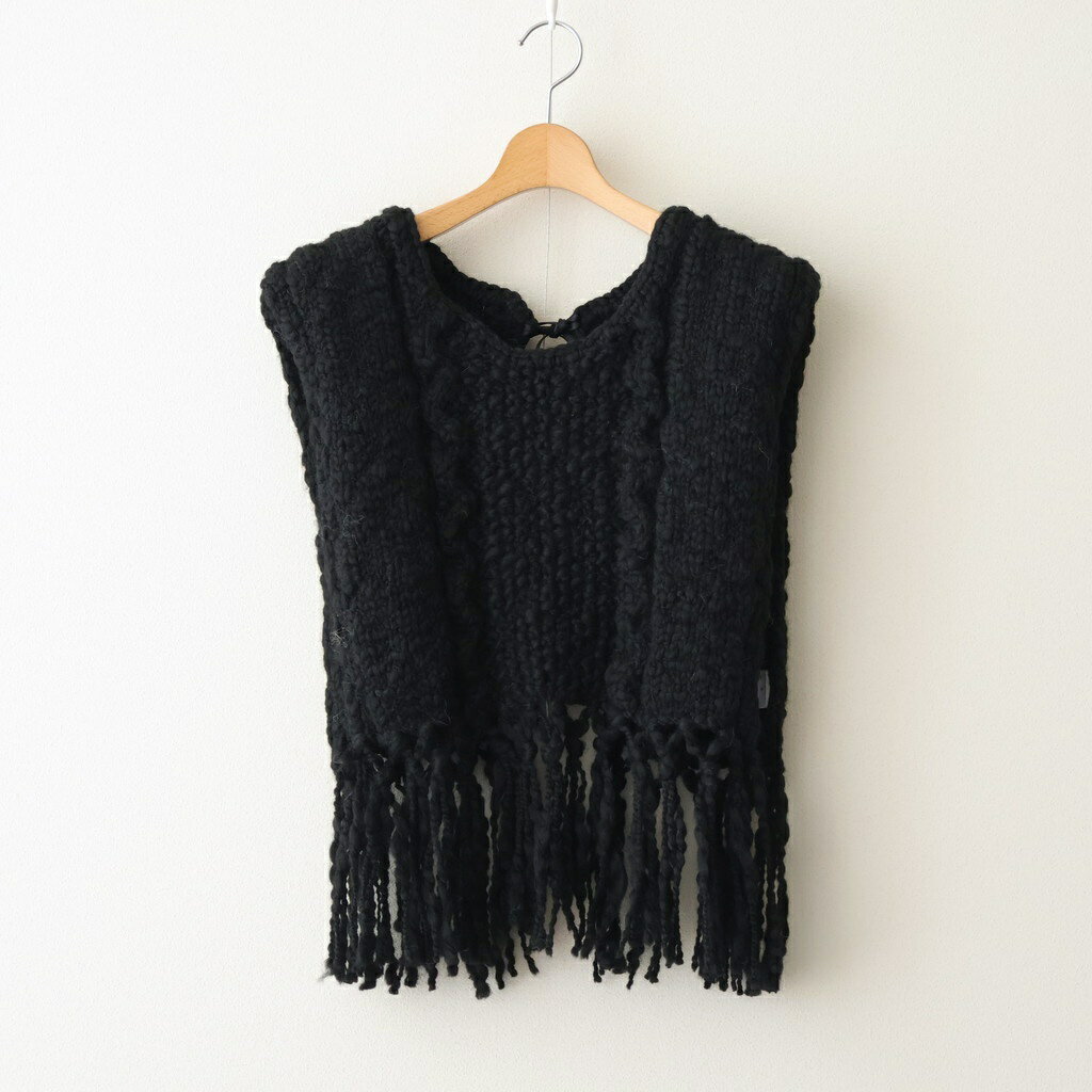 乐天商城 - the last flower of the afternoon｜夜を紡ぐ Knitted fringe vest #black [TLF-126-hkn002]