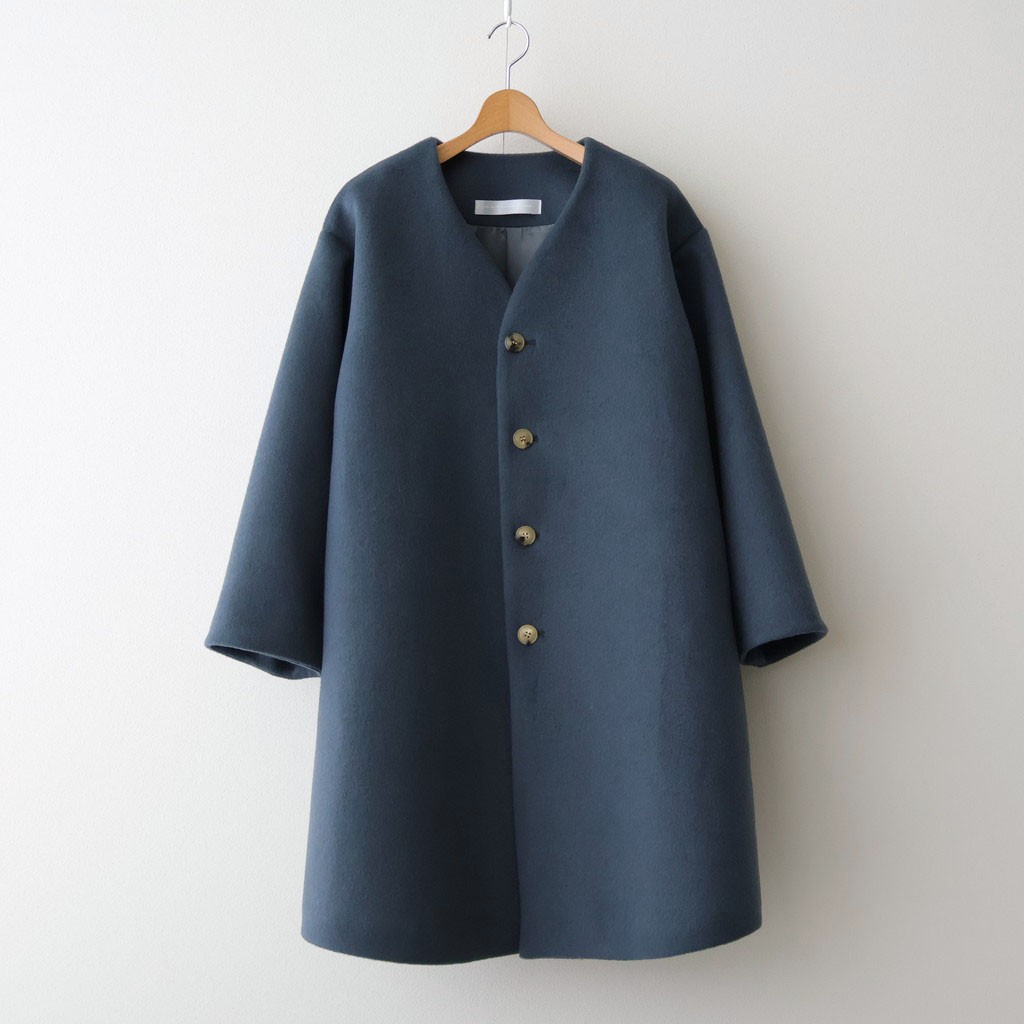 the last flower of the afternoon｜うつくしい沈黙 Collarless long coat #blue gray [TLF-126-co002-FW]