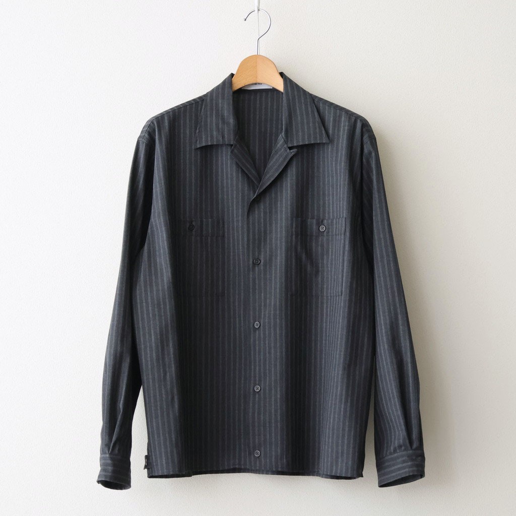 樂天商城 - marka｜DOUBLE POCKET OPEN COLLAR SHIRT #GRAY STRIPE [M26A11SH01C]