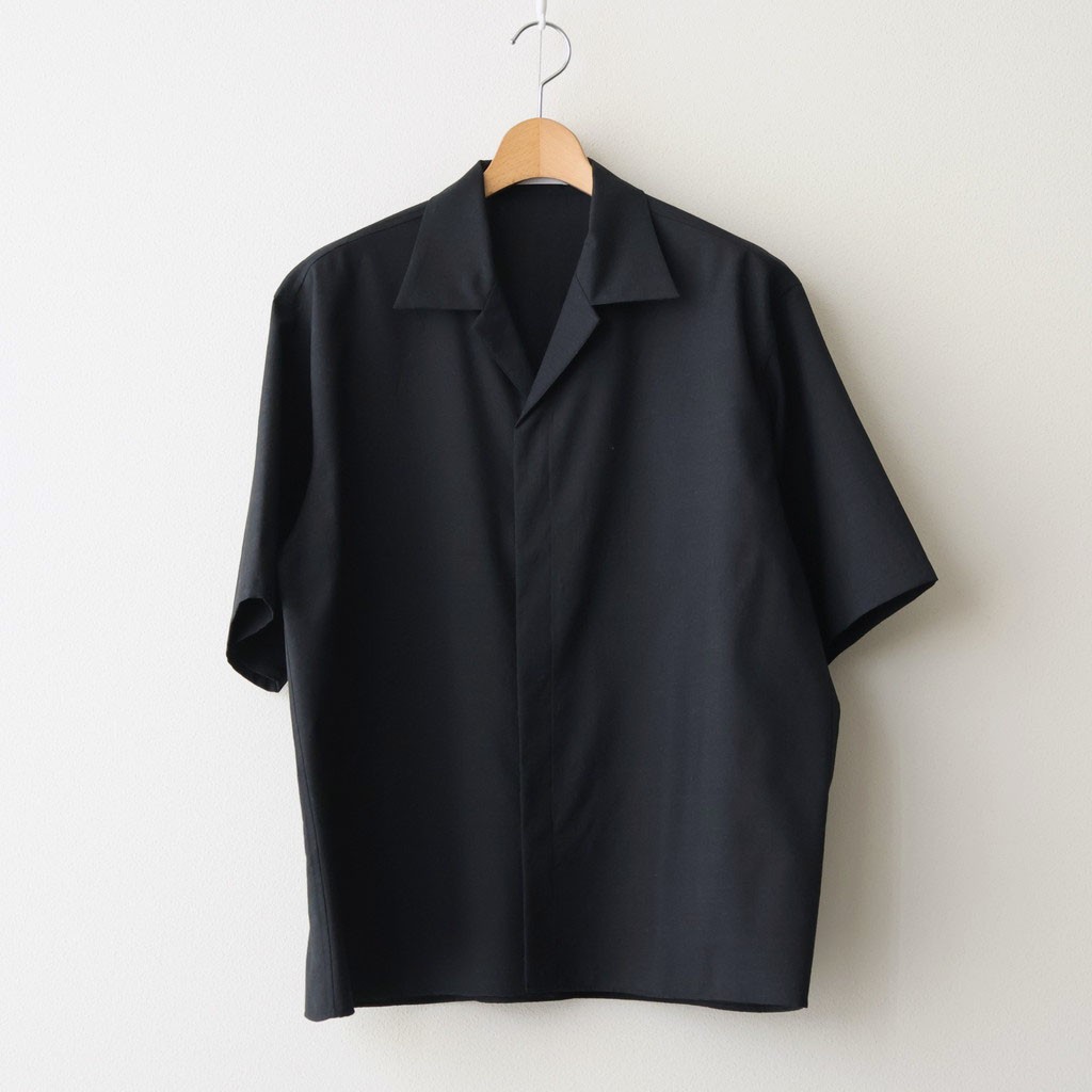 乐天商城 - marka｜FLY FRONT OPEN COLLAR S/S SHIRT #CHAMBRAY BLACK [M26A11SH02B]