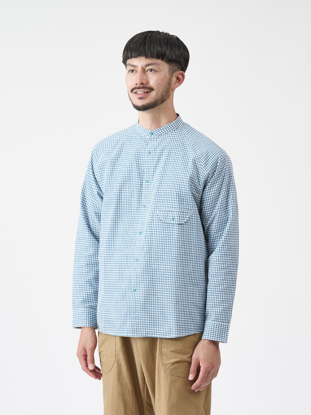 AXESQUIN アクシーズクイン｜ギンガムサッカーのバンドカラーシャツ #ロクショウ [...