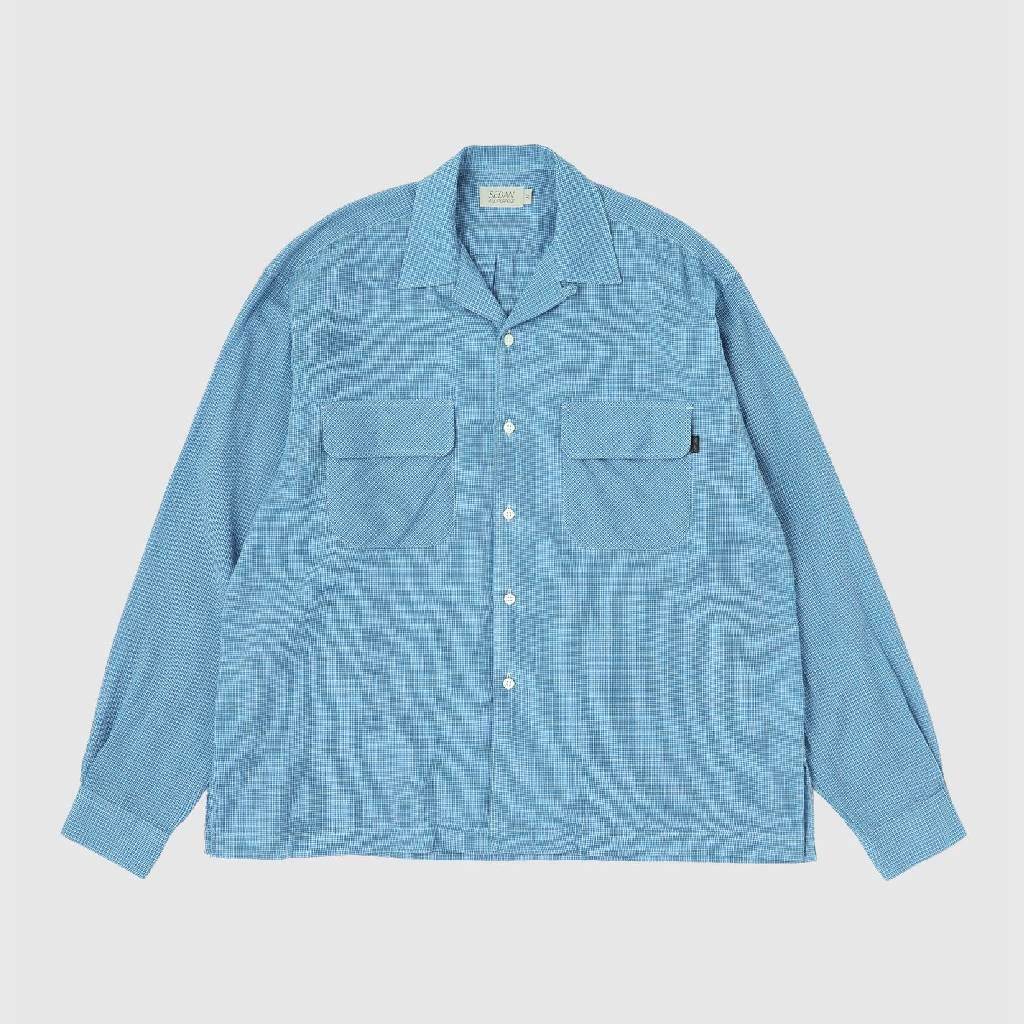 Rakuten - SEDAN ALL-PURPOSE｜Double Gauze Plaid Open Collar Shirt #Off x Blue [SD26S-SH02]