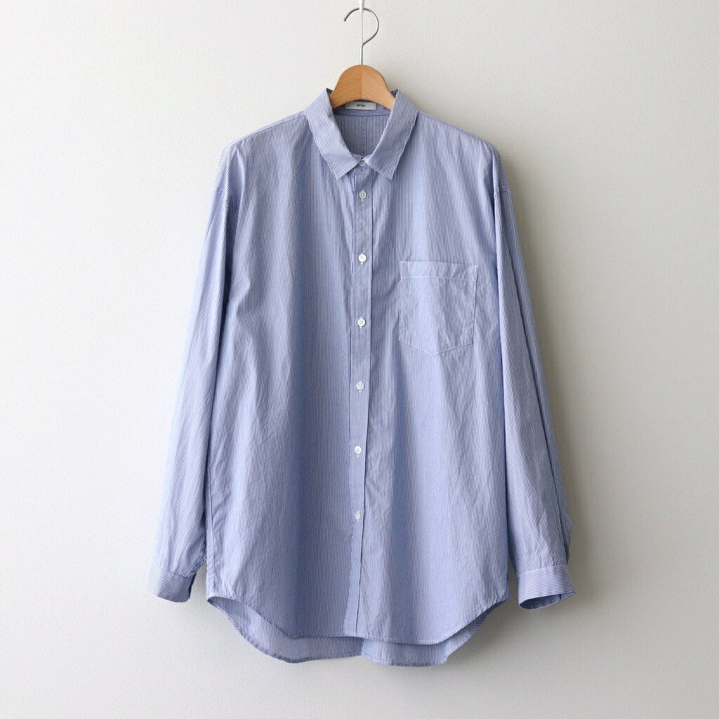 Rakuten - ATON｜GIZA BROAD WASHED SHIRT #NAVY STRIPE [BLAGGM1004]