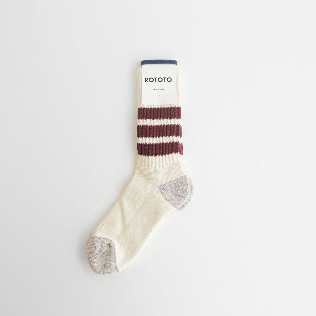 樂天商城 - ROTOTO｜COARSE RIBBED OLDSCHOOL CREW SOCKS #BORDEAUX [R1255-SS26]