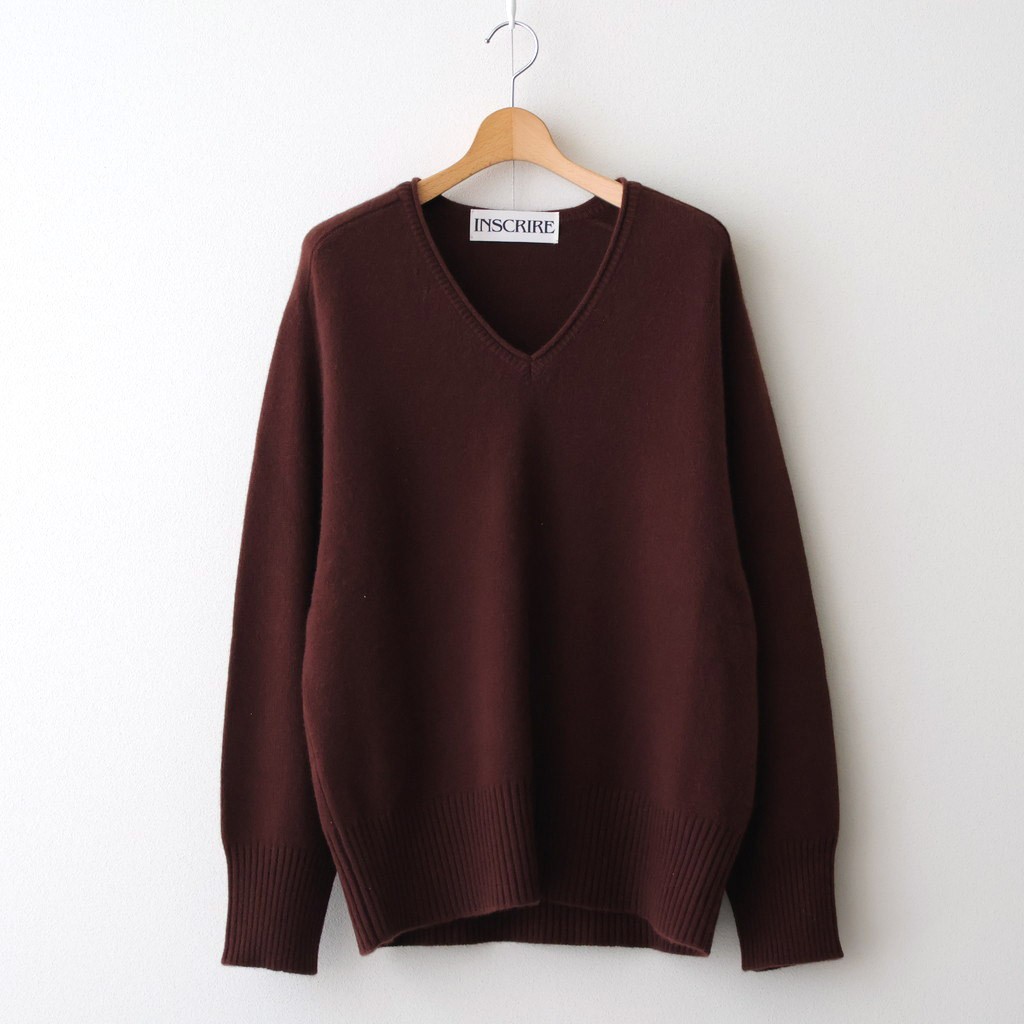 Rakuten - INSCRIRE｜Cashmere V Neck #BORDEAUX BROWN [I25AW-IBC63]