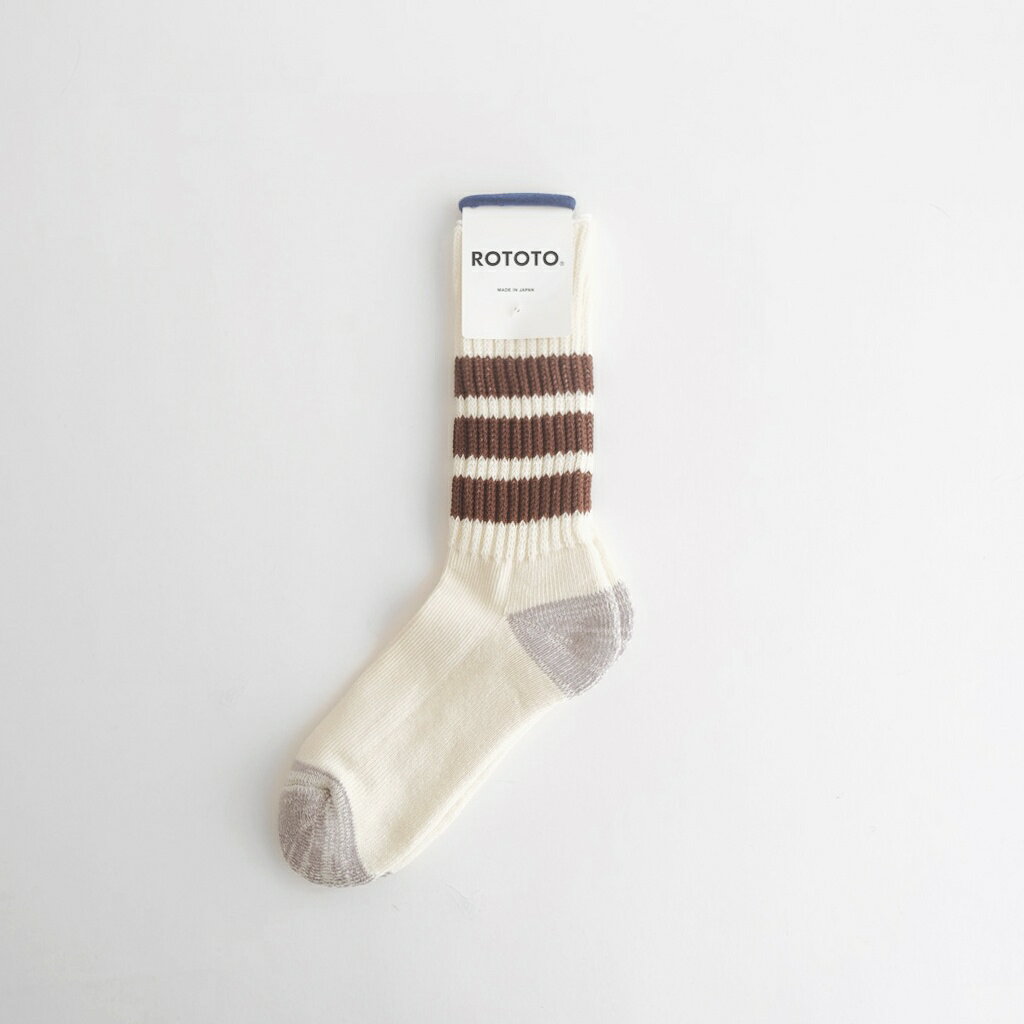 Rakuten - ROTOTO｜COARSE RIBBED OLDSCHOOL CREW SOCKS #BROWN [R1255-AW25]