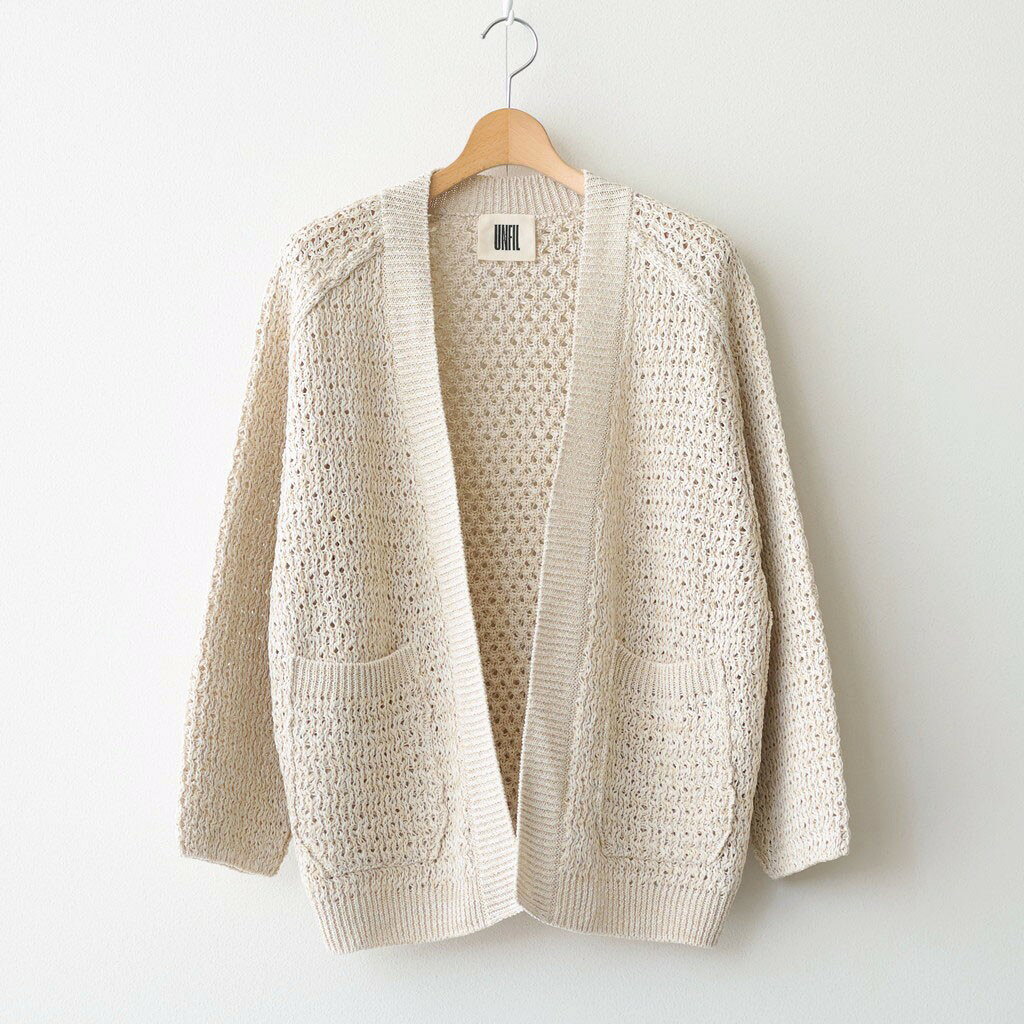 Rakuten - UNFIL｜double honeycomb mesh-knit buttonless C/D #off white mix [WXSP-UW112]
