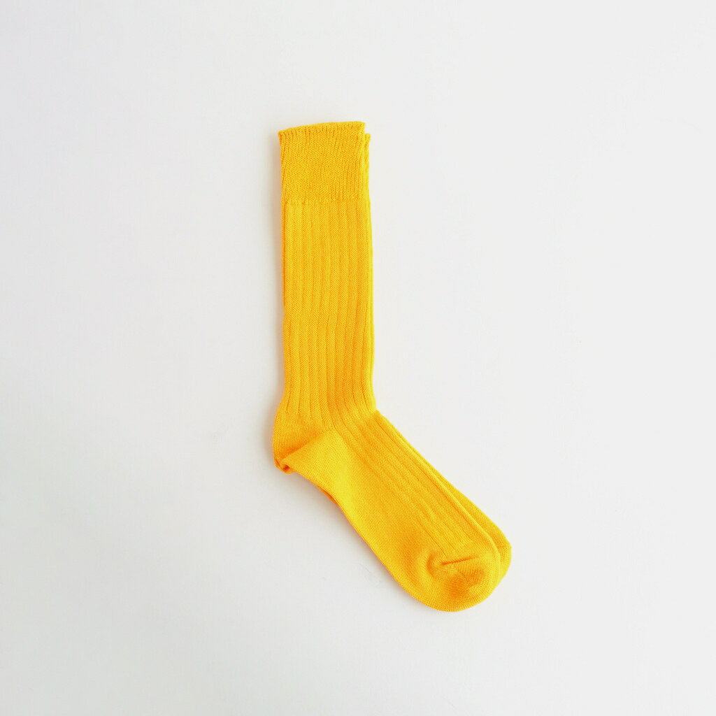 Rakuten - ROTOTO｜LINEN COTTON RIBBED CREW SOCKS #SUN YELLOW [R1461-SS26]