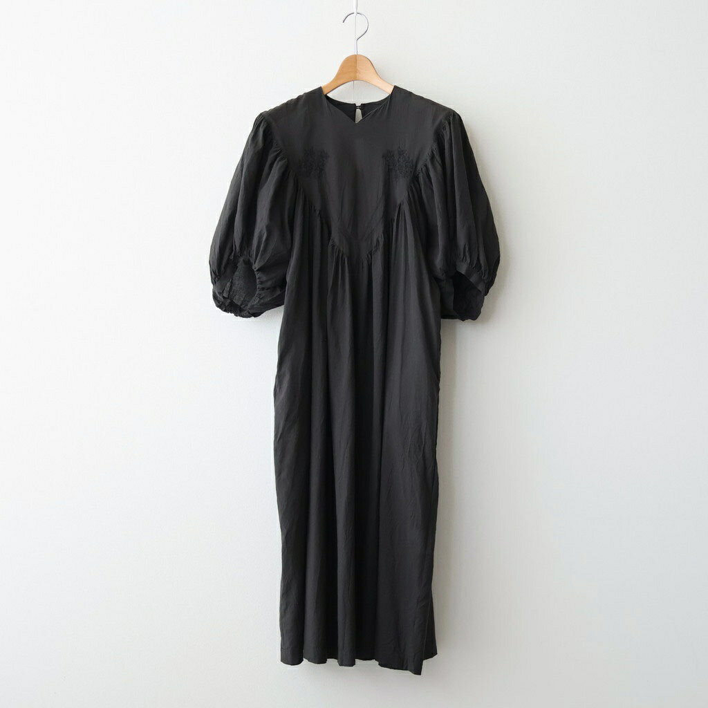 Rakuten - the last flower of the afternoon｜うすれかけた記憶 Embroidered yoke dress #black [TLF-226-OP009-csl]