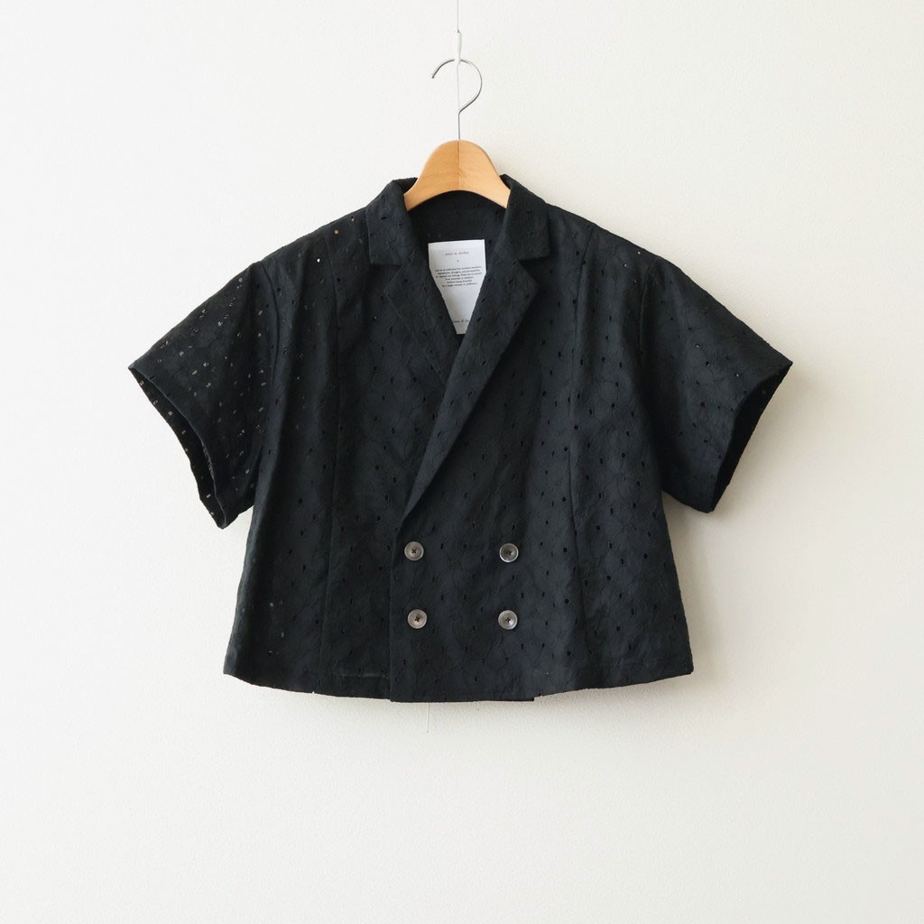 Rakuten - the last flower of the afternoon｜⼼の花苑 Open-collar cropped overshirt #black [TLF-226-SH007-ec]