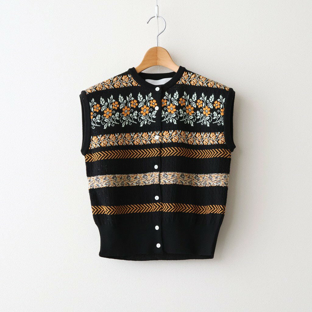 Rakuten - ASEEDONCLOUD｜Flower Jacquard Knit Vest #Black [261806]