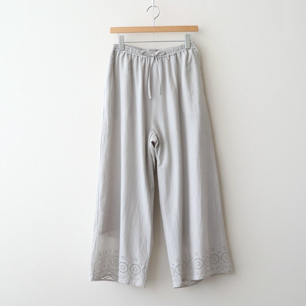 樂天商城 - SOIL｜80s VOILE PLAIN WITH CUT WORK LACE EASY PANTS #9200 LT.GREY [INSL26345]