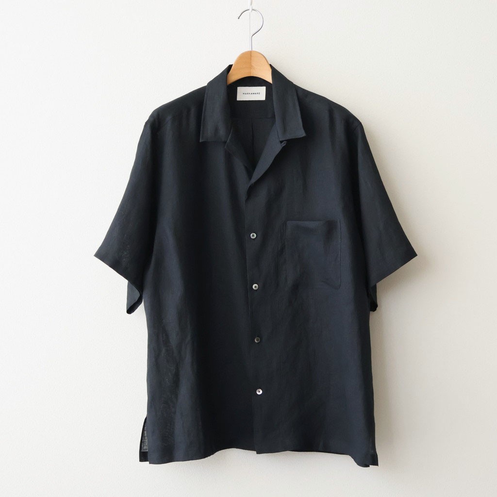 乐天商城 - MARKAWARE｜NEW OPEN COLLAR S/S SHIRT #BLACK [A26B05SH01B]