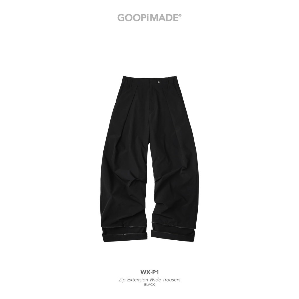 GOOPiMADE｜WX-P1 Zip-Extentsion Wide Trousers #Black 
