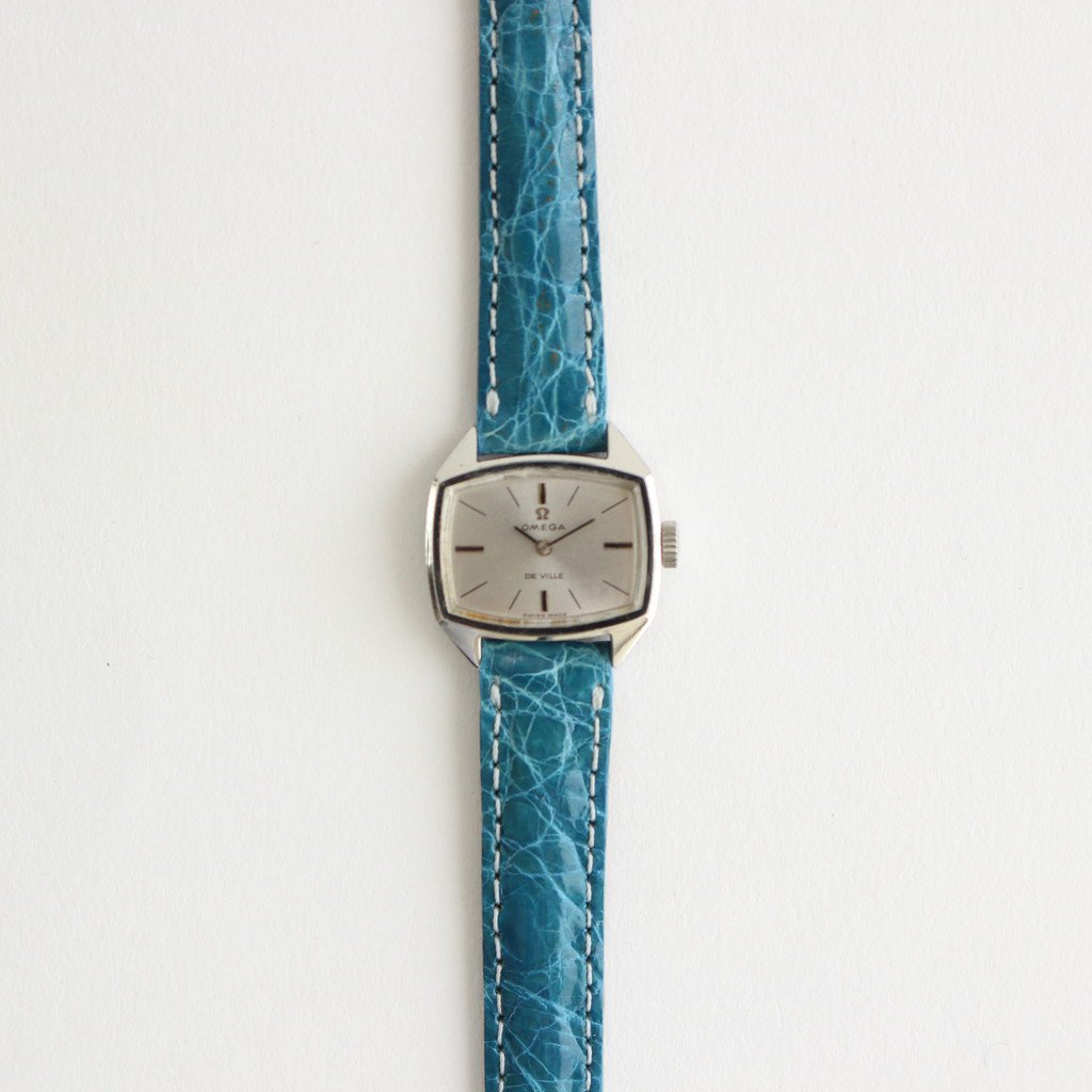 Antique&Vintage Watches | アンティーク＆ヴィンテージウォッチ - DE VILLE 70S HAND-WOUND WATCH #BLUE LEATHER STRAP / SILVER DIAL & SILVER CASE [BR180006]