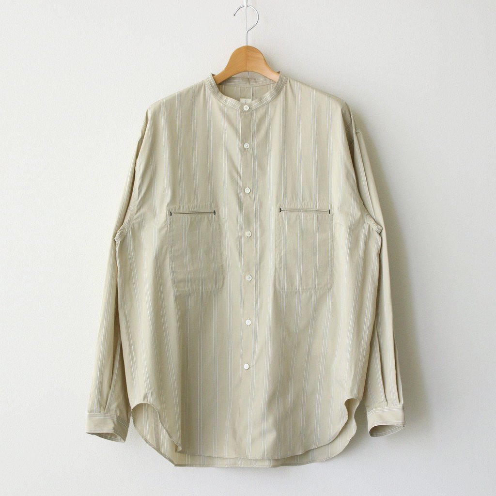 ETHOSbBAND COLLAR STRIPE SHIRT #IVORY [ET-162C]