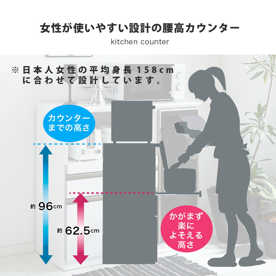 キッチンカウンター 90カウンター 腰高 ハイカウンター 幅89.4 奥行44.5 高さ96 薄型 メラミン化粧板天板 完成品 間仕切り カウンターキッチン 鏡面 食器棚 MOISS アイランドキッチン フルオープンレール 新生活 おしゃれ シンプル レンジ台 楽天 インテリア moderato3 2