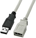 【200円引クーポン付】 サンワサプライ USB延長ケーブル 5m ライトグレー KU-EN5K 送料無料