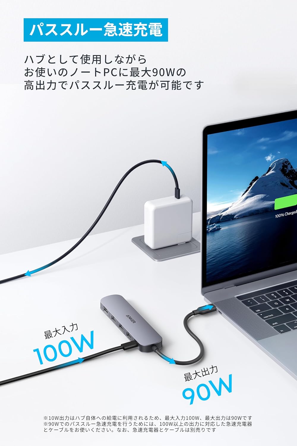 USB-C ハブ (5-in-1, 4K, HDMI) グレー 100W USB PD対応 4K HDMIポート5Gbps 高速データ転送 USB-C/USB-Aポート搭載
