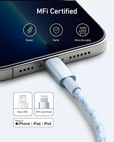 【ポイント2倍】 【200円引クーポン付】 アンカー Anker 高耐久ナイロン ライトニングケーブル MFi認証 iPhone充電ケーブル iPhone 14 / 13 / 12 / SE (第3世代) / iPad 各種対応 (1.8m ブルーホワイト) 送料無料