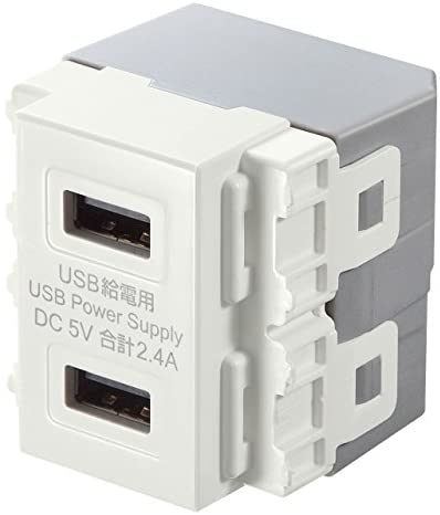 【300円引クーポン付】 サンワサプライ USB給電用埋め込みコンセント（USB 2ポート・5V 2.4A急速充電対応・ホワイト） TAP-KJUSB2W 送料無料
