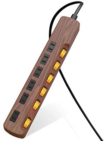 【ポイント2倍】 【200円引クーポン付】 エレコム 電源タップ 雷ガード 個別スイッチ ほこりシャッター付 6個口 木目調 1m ウォルナット ECT-1310W 送料無料