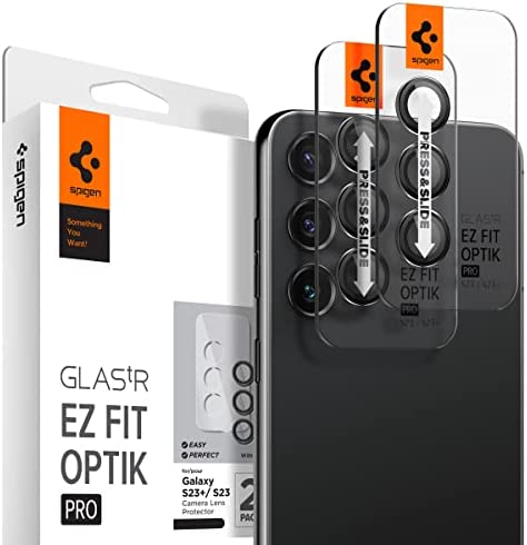 【ポイント2倍】 【300円引クーポン付】 Spigen EZ Fit Optik Pro Galaxy S23 / Galaxy S23 Plus用 シュピゲン カメラフィルム 貼り付けキット付き ギャラクシー S23 / S23 Plus 対応 レンズ保護フィルム ブラック 2セット 送料無料