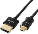 【200円引クーポン付】 エレコム micro HDMI ケーブル 2m 4K×2K対応 スーパースリム ブラック DH-HD14SSU20BK 送料無料