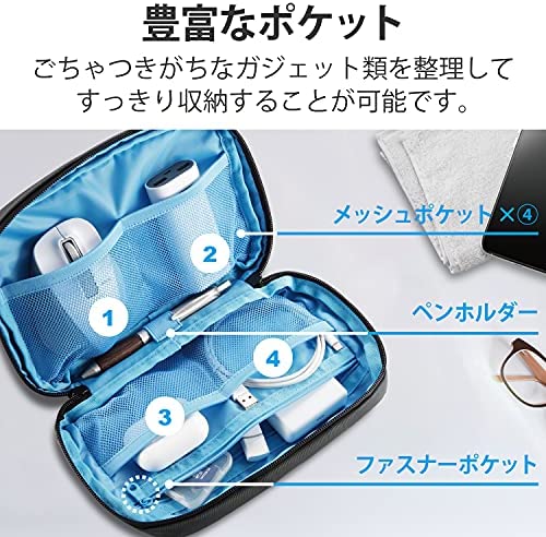 【ポイント2倍】 【クーポン付】 エレコム ガジェットポーチ ポーチ ガジェットケース 抗菌 撥水加工 止水ファスナー 固定収納 ペンホルダー ブラック 送料無料 moderatoshop-10064772 モデラート ガジェットショップ サンプル画像2