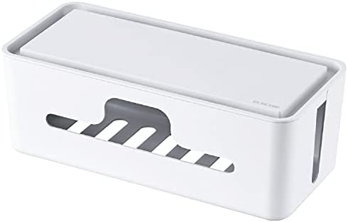 Rakuten - 【ポイント2倍】 【クーポン付】 エレコム ケーブル収納ボックス ケーブルボックス ケーブル収納 6個口電源タップ収納 スマホスタンド付 多機能 ホワイト 送料無料