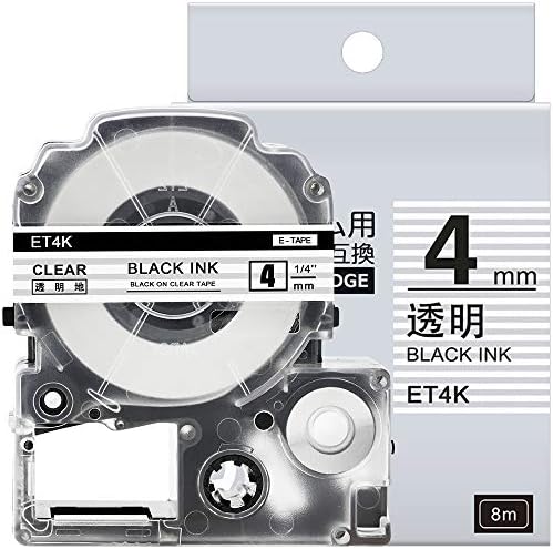 1個 4mm ET4K 透明地黒文字 と互換性のある キングジム テプラ テープカートリッジ テプラPRO Kingjim 送料無料