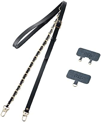 Rakuten - 【ポイント2倍】 【クーポン付】 エレコム スマホショルダー スマホストラップ レザー 革 チェーン ストラップシート(1口&2口)付属 長さ調節可能 送料無料