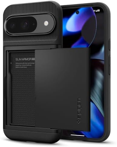 Rakuten - 【ポイント2倍】 【クーポン付】 Spigen Pixel 9 / 9 Pro ケース カード収納 MIL規格取得 耐衝撃 指紋防止 傷防止 衝撃 吸収 二重構造 スリム・アーマー CS ACS07695 (ブラック)