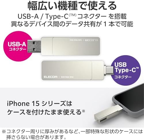 �ڥݥ����2�ܡ� ��500�߰������ݥ��ա� ���쥳�� SSD ���դ� 250GB USB3.2 (Gen1) iPhone�б� Type-C/Type-A ξ�б� ��ž�����ͥ������С� exFAT�ե����ޥå� ESD-EPA0250GSV