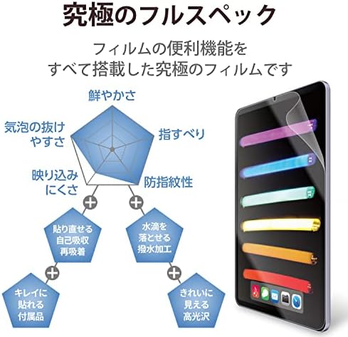 【200円引クーポン付】エレコム iPad mini7(A17 Pro 2024年) mini6 第6世代 フィルム フルスペック ブルーライトカット 衝撃吸収 硬度9H 防指紋 TB-A21SFLMFG