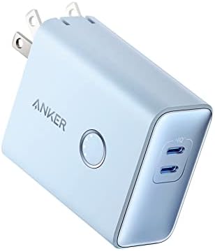 Anker 521 Power Bank (PowerCore Fusion, 45W) (5000mAh 20W出力モバイルバッテリー搭載 45W出力USB充電器)コンセント 一体型 / PSE認証済 / PowerIQ 3.0 (Gen2) 搭載 / USB PD対応 / 折りたたみ式プラグ(ブルー)