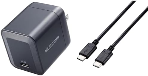 【200円引クーポン付】 Type-C(100W)ケーブルセット エレコム USB PD 充電器 65W 1ポート Type-C GaN採用 PPS対応 折りたたみ式プラグ PSE技術基準適合 ブラック EC-AC6365BK + USBケーブル Type C (USB C to USB C) 100W 2m コンパクトコネクタ ブラック U2C-CC5PC20NBK