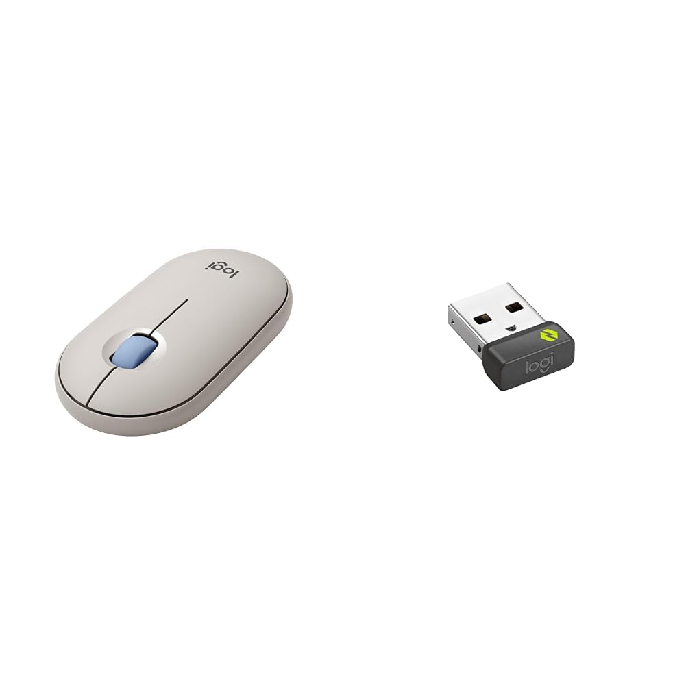 Rakuten - 【ポイント2倍】 【クーポン付】 セットロジクール ワイヤレスマウス 左右対称 Easy-Switch 4000dpi 電池寿命24ケ月 iPad M350 グレージュ 国内正規品 + Logi Bolt USB レシーバー LBUSB1 ブラック