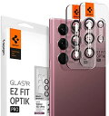 【200円引クーポン付】Spigen EZ Fit Optik Pro カメラフィルム Galaxy S22 Ultra 用 貼り付けキット付き ギャラクシー S22 Ultra 対応 レンズ保護フィルム バーガンディ 2セット