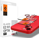 【200円引クーポン付】Spigen EZ Fit Optik Pro iPhone 14、iPhone 14 Plus 用 カメラフィルム 貼り付けキット付きiPhone14、iPhone14 Plus 対応 レンズ保護フィルム レッド 2セット