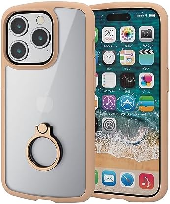 Rakuten - 【ポイント2倍】 【クーポン付】 エレコム iPhone15 Pro ケース TOUGH SLIM LITE リング付き 耐衝撃 衝撃吸収 薄型 軽量 ストラップシート付き ストラップホール付き カフェオレ PM-A23CTSLFCRBE