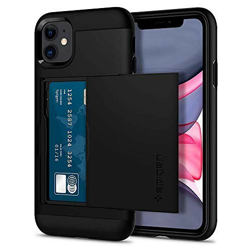 【200円引クーポン付】 Spigen iPhone11ケース カード収納 耐衝撃 米軍MIL規格取得 カード 指紋防止 傷防止 シュピゲン 衝撃 吸収 Qi充電 ワイヤレス充電 スリム アーマー CS 076CS27435 (ブラック) 送料無料